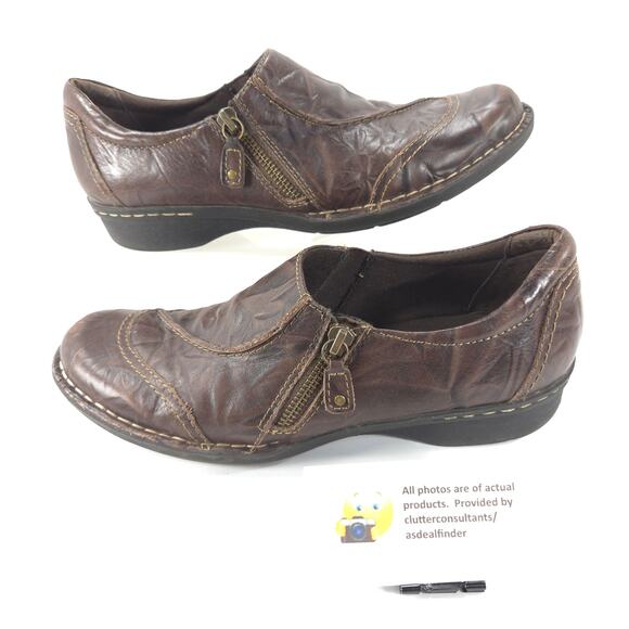 Clarks Bendables Zip Up Casual Leather Shoe Womens Size 9 N 67665 Brown - Picture 5 of 9